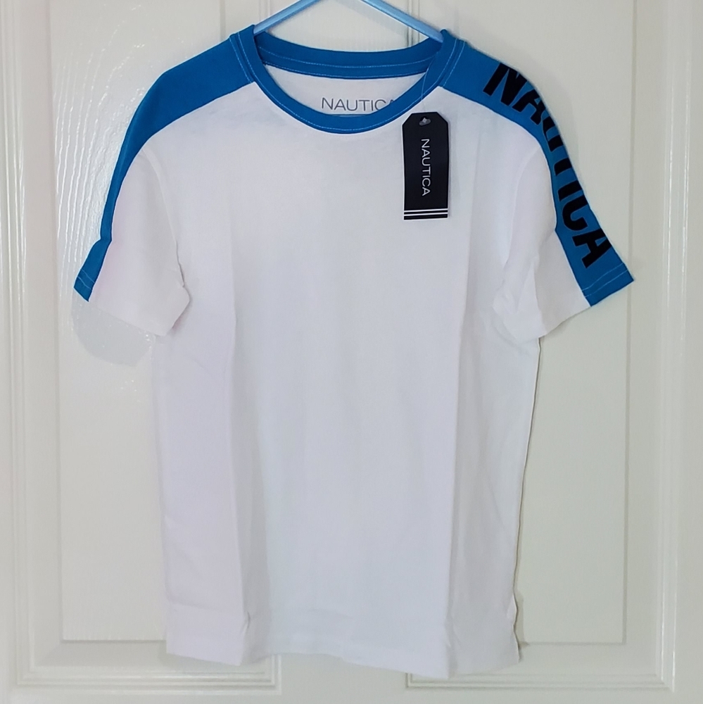 Nautica White/Blue Graphic Boys Tshirt